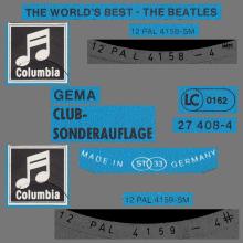THE BEATLES DISCOGRAPHY GERMANY 1972 03 00 THE BEATLES THE WORLD S BEST - C - BLUE COLUMBIA - CLUB-SONDERAUFLAGE - 27 408-4 - pic 1