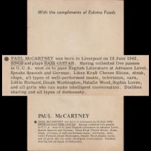 BLACK AND WHITE FOTOCARD UK - ESKIMO FOODS PAUL McCARTNEY - 14X9 - pic 1