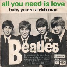SPAIN 1967 08 08 - DSOL 66.080 - ALL YOU NEED IS LOVE ⁄ BABY YOU'RE A RICH MAN - SLEEVE 3 LABEL 2 - 1 J 006-04.476 M - pic 1