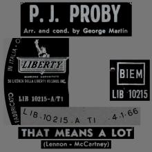 P.J. PROBY - THAT MEANS A LOT - ITALY 1966 01 04 - LIB 10215 - pic 1