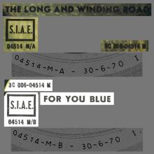 ITALY 1970 06 30 - 3C 006-04514 M - THE LONG AND WINDING ROAD ⁄ FOR YOU BLUE - B - LABELS - pic 1