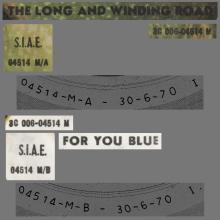ITALY 1970 06 30 - 3C 006-04514 M - THE LONG AND WINDING ROAD ⁄ FOR YOU BLUE - B - LABELS - pic 2