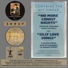 1984 09 24 - NO MORE LONELY NIGHTS  ⁄ SILLY LOVE SONGS - RP 6080 - US PICTURE DISC 12" - 1984 10 08 - pic 1