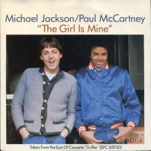 1982 10 18 - THE GIRL IS MINE - JACKSON ⁄ MCCARTNEY - EPIC MJ1-5 - ORANGE (RED)  VINYL - UK - pic 1