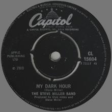 THE STEVE MILERER BAND - MY DARK HOUR - UK - 45- CAPITOL - CL 15604 - 1969 07 18 - pic 3