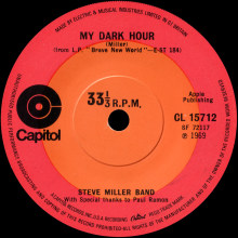 THE STEVE MILERER BAND - MY DARK HOUR - UK - CAPITOL - CL 15712 - EP - 1969 07 18  - pic 3