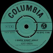 ALMA COGAN - I KNEW RIGHT AWAY - FINLAND ⁄ SUOMI - DB 7390 - 1964 10 30 - pic 4