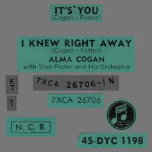 ALMA COGAN - I KNEW RIGHT AWAY - FINLAND ⁄ SUOMI - DB 7390 - 1964 10 30 - pic 2
