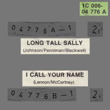 LONG TALL SALLY - I CALL YOUR NAME - 1981 / 1987 - 1C 006-04 776 - 2 - RECORDS - pic 1