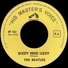 BEATLES DISCOGRAPHY CONGO - 1965 10 00 - DP 563 - DIZZY MISS LIZZY / YESTERDAY - pic 1