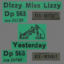 BEATLES DISCOGRAPHY CONGO - 1965 10 01 - DP 563 - DIZZY MISS LIZZY / YESTERDAY  - pic 1