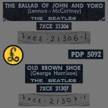 BEATLES DISCOGRAPHY PORTUGAL 070 A - THE BALLAD OF JOHN AND YOKO / OLD BROWN SHOE - PDP 5092 - pic 1