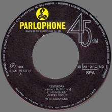 BEATLES DISCOGRAPHY PORTUGAL 110 A - YESTERDAY ⁄ I SHOULD HAVE KNOWN BETTER - 8E 006-06103 G - pic 1