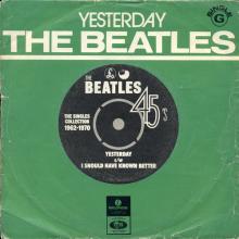 BEATLES DISCOGRAPHY PORTUGAL 110 C - YESTERDAY ⁄ I SHOULD HAVE KNOWN BETTER - 8E 006-06103 G - pic 1