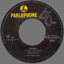 BEATLES DISCOGRAPHY PORTUGAL 110 A - YESTERDAY ⁄ I SHOULD HAVE KNOWN BETTER - 8E 006-06103 F - pic 1