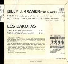 BILLY J. KRAMER WITH THE DAKOTAS - BAD TO ME ⁄ DO YOU WANT TO KNOW A SECRET - FRANCE - SOE 3743 - EP - pic 2