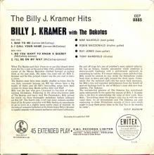 BILLY J. KRAMER WITH THE DAKOTAS - DO YOU WANT TO KNOW A SECRET ⁄ I'LL BE ON MY WAY ⁄BAD TO ME ⁄ I CALL YOUR NAME - GEP 8885 - U - pic 2