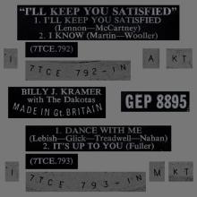 BILLY J. KRAMER WITH THE DAKOTAS - I'LL KEEP YOU SATISFIED - GEP 8895 - UK - EP - pic 1
