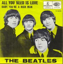 THE BEATLES DISCOGRAPHY BELGIUM 055 - ALL YOU NEED IS LOVE / BABY, YOU'RE A RICH MAN - R 5620 - pic 1