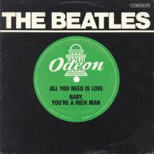 ALL YOU NEED IS LOVE - BABY , YOU'RE A RICH MAN - 1976 / 1987 - 1C 006-04 476 - 1 - SLEEVES  - pic 1