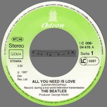 ALL YOU NEED IS LOVE - BABY , YOU'RE A RICH MAN - 1976 / 1987 - 1C 006-04 476 - 2 - RECORDS - pic 7