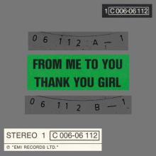 FROM ME TO YOU - THANK YOU GIRL - 1976 / 1987 - 1C 006-06 112 - 2 - RECORDS - pic 1