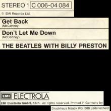 GET BACK - DON'T LET ME DOWN - 1976 / 1987 - 1C 006-04 084 - 1 - SLEEVES - pic 1