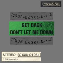 GET BACK - DON'T LET ME DOWN - 1976 / 1987 - 1C 006-04 084 - 2 - RECORDS - pic 1