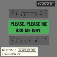 PLEASE PLEASE ME - ASK ME WHY - 1976 / 1987 - 1C 006-04 451 - 2 - RECORDS - pic 1