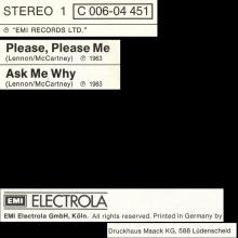 PLEASE PLEASE ME - ASK ME WHY - 1976 / 1987 - 1C 006-04 451 - 1 - SLEEVES - pic 1