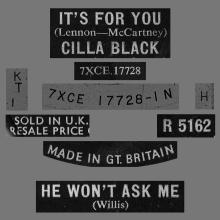 CILLA BLACK - IT'S FOR YOU - UK - R 5162 - pic 4