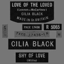 CILLA BLACK - LOVE OF THE LOVED - UK - R 5065 - MISSPELLED NAME CILIA - pic 1