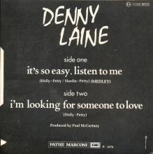 DENNY LAINE - IT'S SO EASY ⁄ LISTEN TO ME - I'M LOOKING FOR SOMEONE TO LOVE - FRANCE - 2C 006-98.233 - pic 2