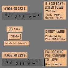 DENNY LAINE - IT'S SO EASY ⁄ LISTEN TO ME - I'M LOOKING FOR SOMEONE TO LOVE - GERMANY - 1A 006-98 233 - pic 4