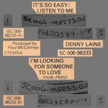 DENNY LAINE - IT'S SO EASY ⁄ LISTEN TO ME - I'M LOOKING FOR SOMEONE TO LOVE - HOLLAND - 5C 006-98233 - pic 4