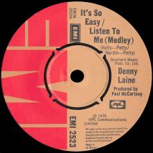 DENNY LAINE - IT'S SO EASY ⁄ LISTEN TO ME - I'M LOOKING FOR SOMEONE TO LOVE - UK - EMI 2523  - pic 1