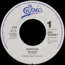 DONOVAN - ATLANTIS - HOLLAND - EPIC - EPC 650458 7 -1987 - pic 1