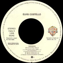 ELVIS COSTELLO - VERONICA - SPAIN - 1.039 - PROMO - CARA A - CARA B -1 - pic 1