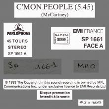 FRANCE 1993 00 00 PAUL McCARTNEY - C'MON PEOPLE - SP 1661 - ONE SIDED 12INCH PROMO - pic 2