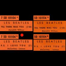 FRANCE THE BEATLES JUKE-BOX 45 - 1964 01 00 - A 1 - 7 S0 10104 - TILL THERE WAS YOU ⁄ P. S. I LOVE YOU - pic 1