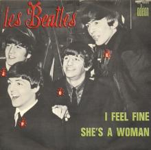 FRANCE THE BEATLES JUKE-BOX 45 - 1964 12 00 - A - S0 10125 - I FEEL FINE ⁄ SH'S A WOMAN - pic 1