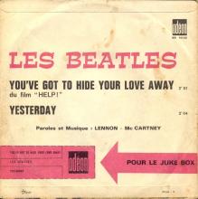 FRANCE THE BEATLES JUKE-BOX 45 - 1965 10 11 - B - S0 10132 - YOU'VE GOT TO HIDE YOUR LOVE AWAY ⁄ YESTERDAY - pic 1