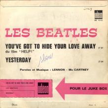 FRANCE THE BEATLES JUKE-BOX 45 - 1965 10 11 - C - S0 10132 - YOU'VE GOT TO HIDE YOUR LOVE AWAY ⁄ YESTERDAY - pic 2