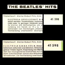 GERMANY 1963 10 OO - THE BEATLES HITS - SLEEVE 2 - ELECTROLA 6 LINES - O 41 598 - GEOW 1286 - pic 4