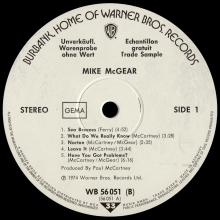 GERMANY 1974 09 27 - MIKE McGEAR - McGEAR - WEA WARNER BROS RECORDS - WB 56 051 B - 10 TRACKS PROMO LP - pic 3