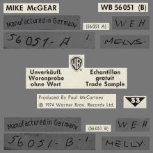 GERMANY 1974 09 27 - MIKE McGEAR - McGEAR - WEA WARNER BROS RECORDS - WB 56 051 B - 10 TRACKS PROMO LP - pic 1