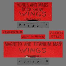 GREECE PAUL McCARTNEY - 1975 05 30 - VENUS AND MARS ROCKSHOW ⁄ MAGNETO AND TITANIUM MAN - 2J 006-97142 - pic 1