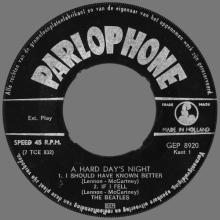 HOLLAND - 1964 11 00 - 1 A - A HARD DAY'S NIGHT ( Extracts from the film )  - GEP 8920  - pic 1