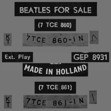 HOLLAND - 1965 04 00 - 2 A - BEATLES FOR SALE  - GEP 8931 - pic 1