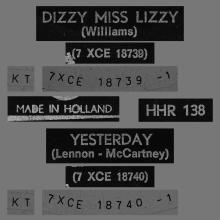 HOLLAND 220 - 1965 09 00 - DIZZY MISS LIZZY ⁄ YESTERDAY - PARLOPHONE - HHR 138 - pic 4